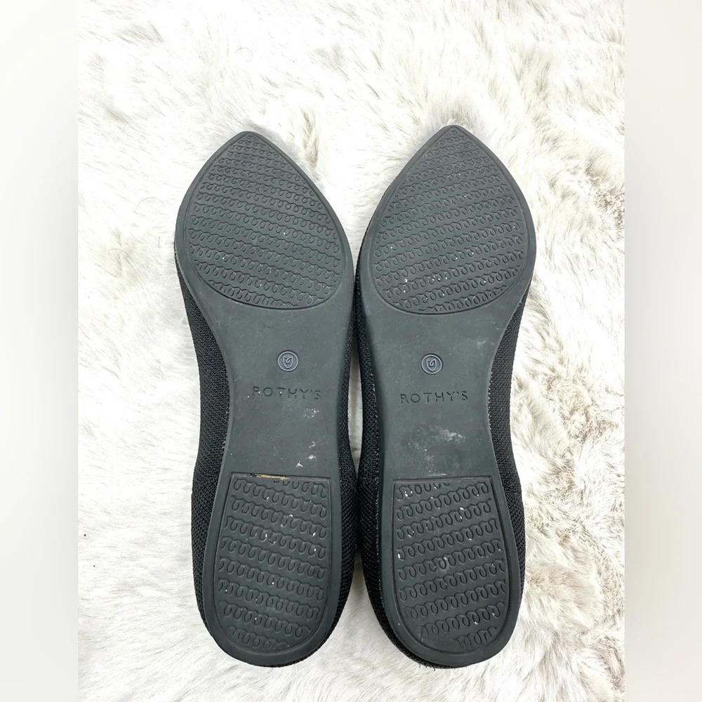 Rothy's The Point Black Flat Slip‎ on Shoes Womens size 8.5